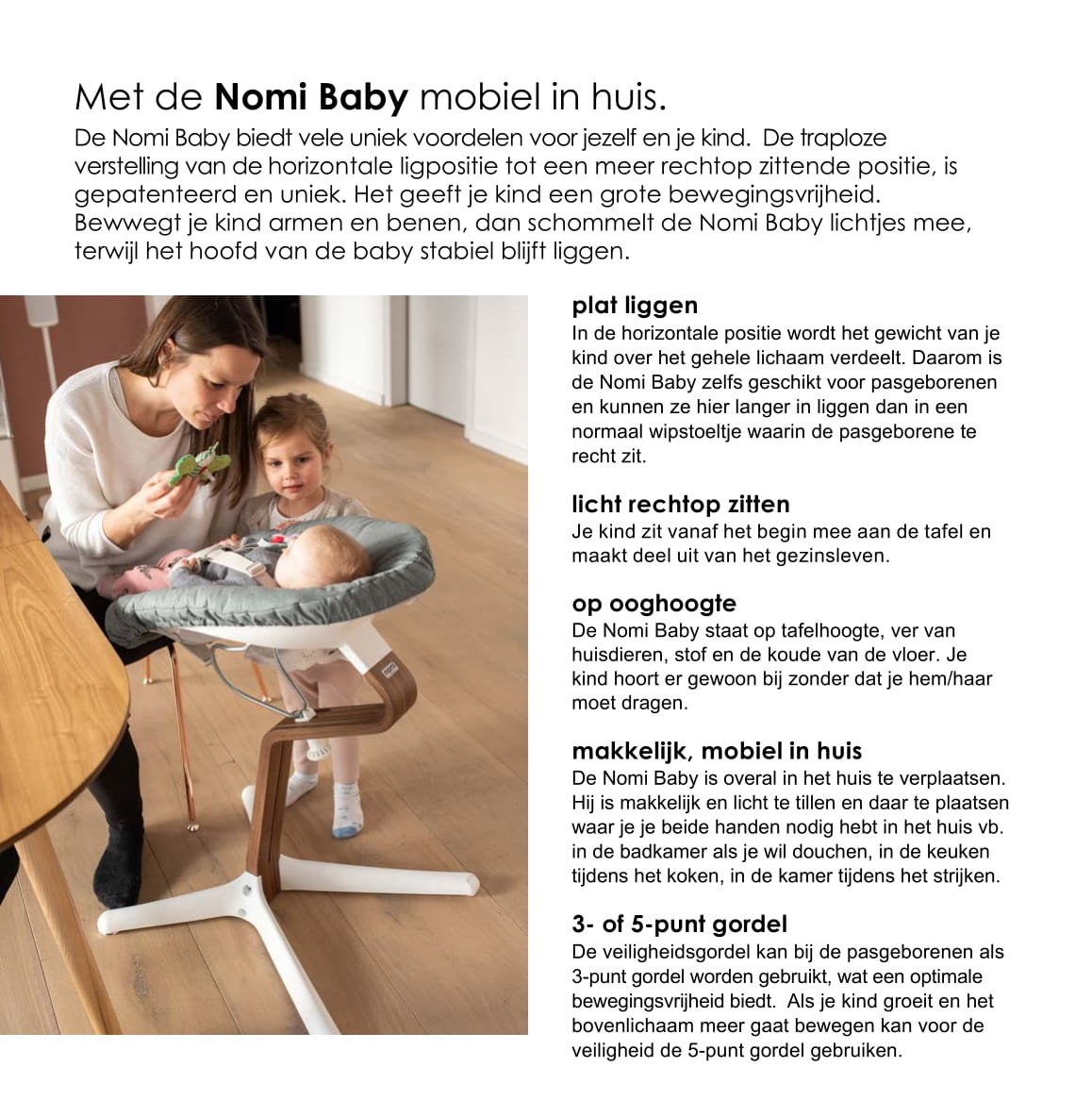 Nomi NOMI highchair complete set vanaf de geboorte Basis eiken wit oiled en stoel wit