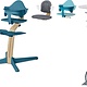 Nomi NOMI highchair: de meest complete meegroeistoel met Basis met stoel, Zitkussen, Beugel, Tray, Wipper incl. matrasje, Harnas en Speelboog - Basis eiken wit oiled, stoel Ocean Blue