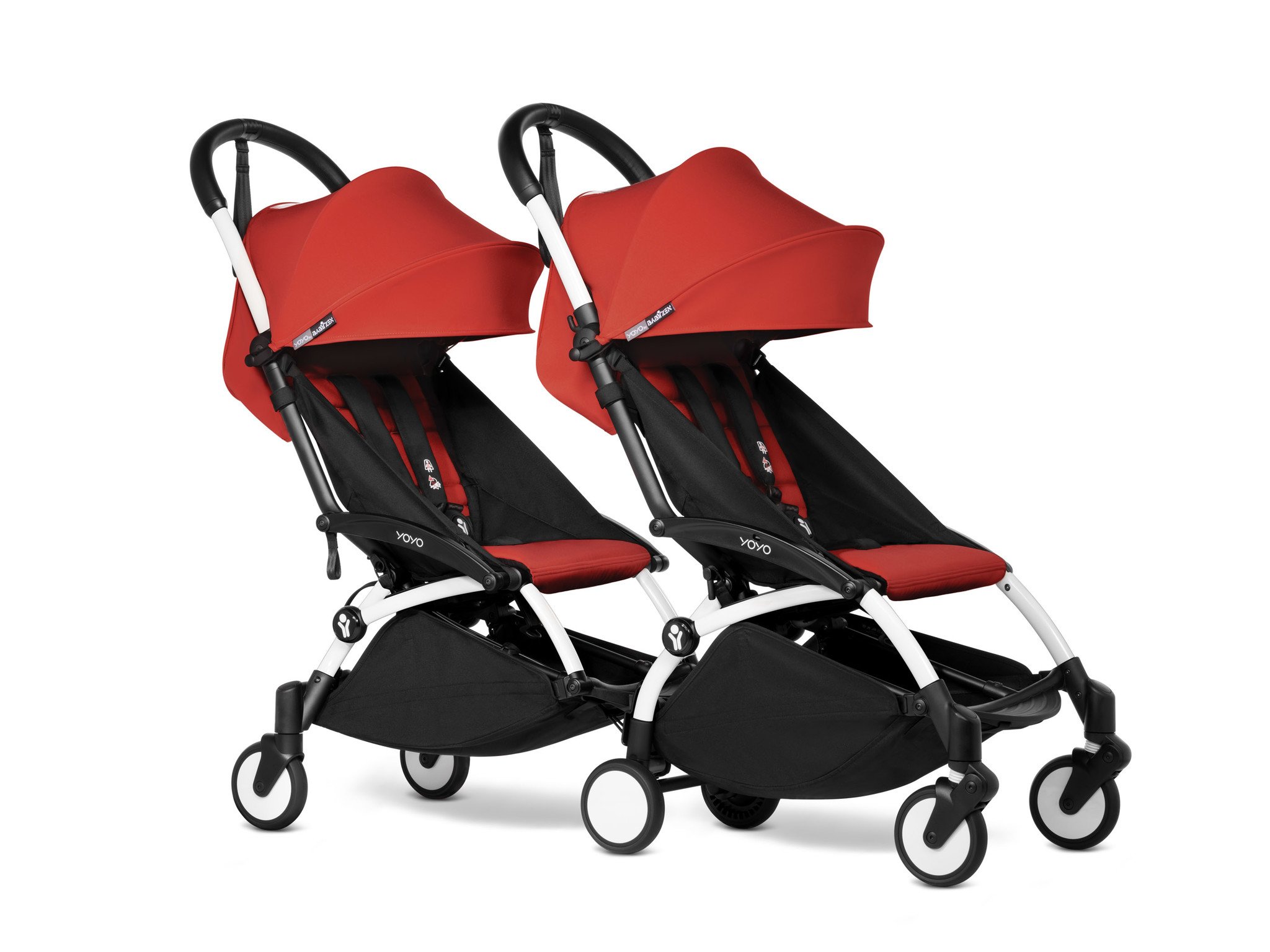 Babyzen Babyzen YOYO² duowagen voor 2 kindjes van 6 mnd+  - wit frame en kleur rood