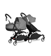 Babyzen Babyzen YOYO² duowagen voor 1 Newborn en 1 kindje van 6 mnd+  - wit frame en kleur grijs