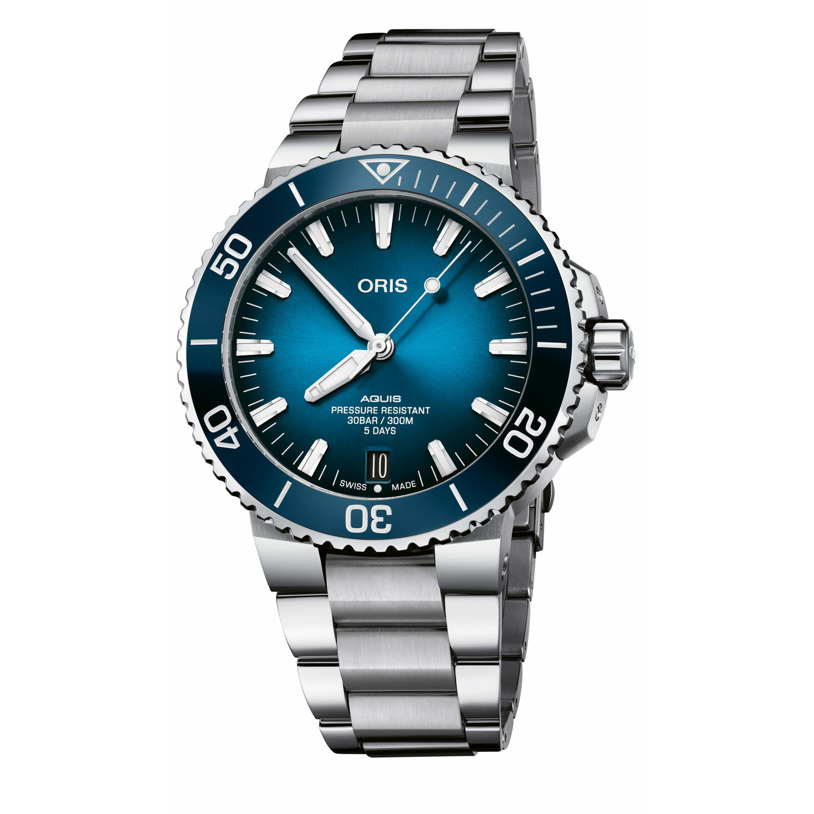 Oris Aquis Date - Blauw en Zilver