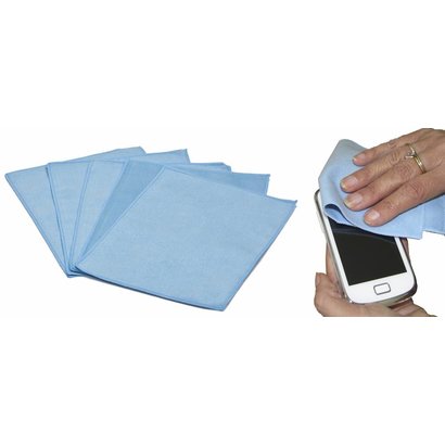 Microfibre optic/iPad-Smartphone cloth 15 x 20 cm blue (5 pcs)