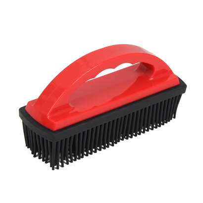 Rubber hair removal brush with handgrip