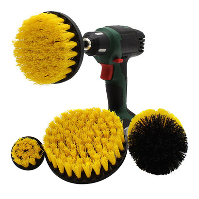 Set of 4 brushes (yellow hard fibers) for drill