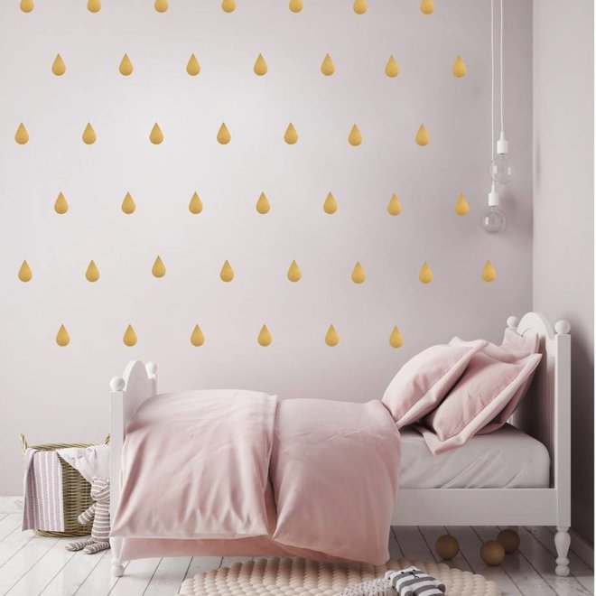 Sticker mural Gouttes - Or ou noir