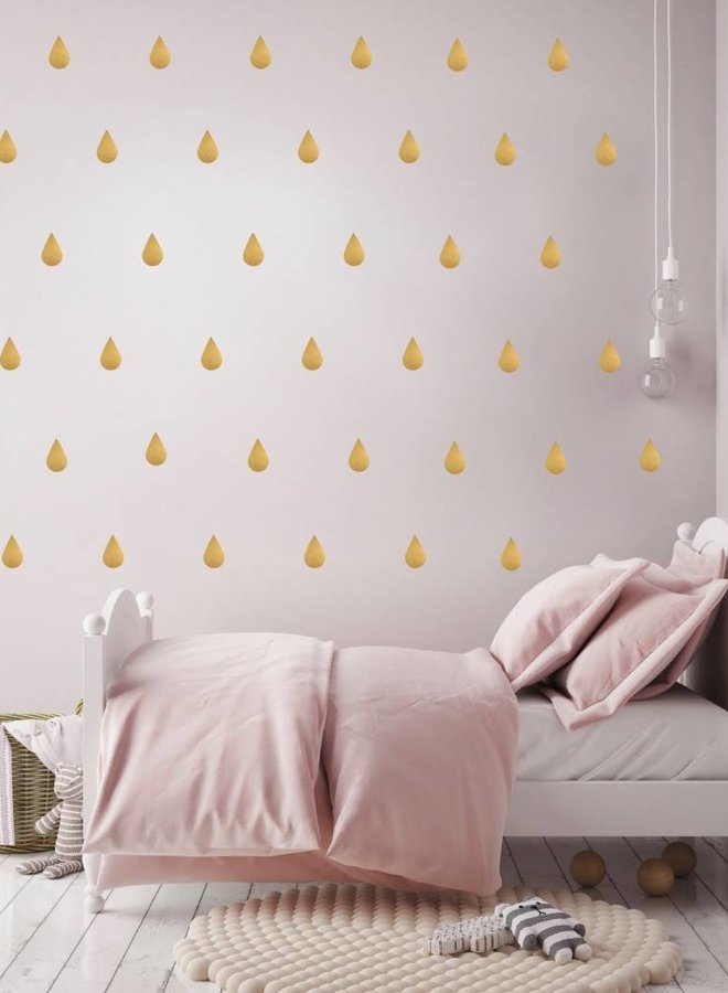 Sticker mural Gouttes - Or ou noir
