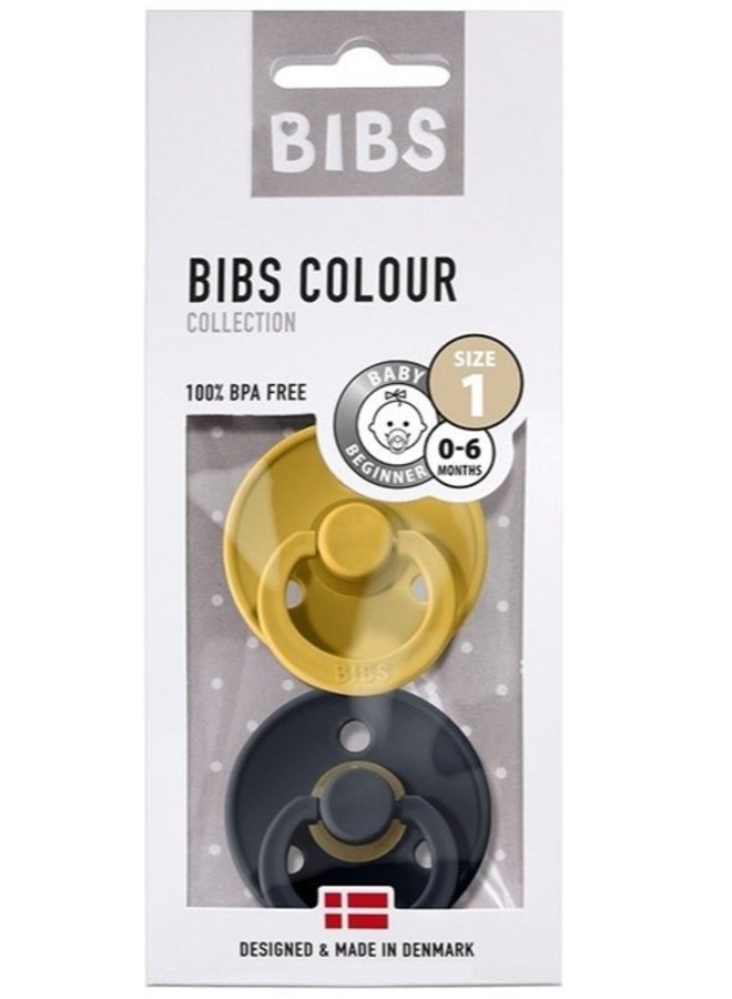 BIBS - Fopspeen Blister Moustard / Dark Denim