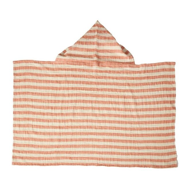 Quax - Natural - Hooded Baby Towel - Stripes Abricot