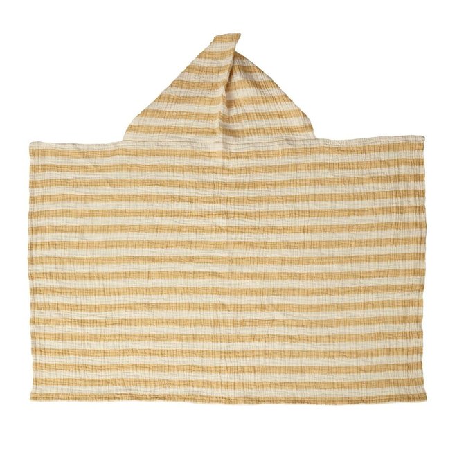 Quax - Natural - Hooded Baby Towel - Stripes Saffran