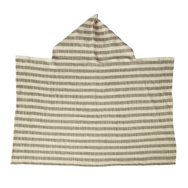 Quax - Natural - Hooded Baby Towel - Stripes Khaki