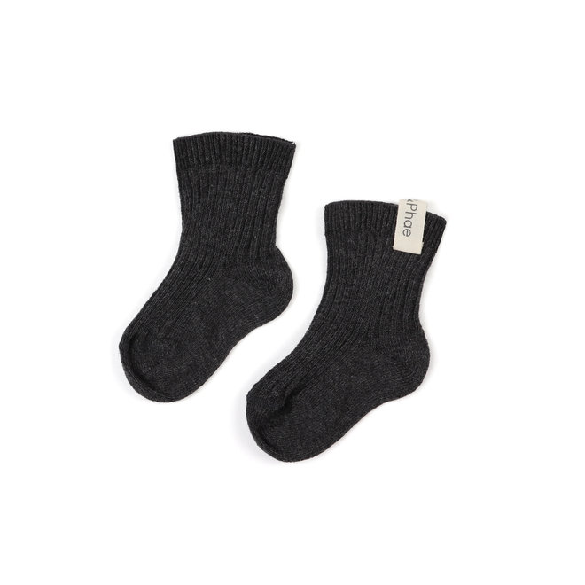 Phil & Phae - Ribbed baby socks - Charcoal