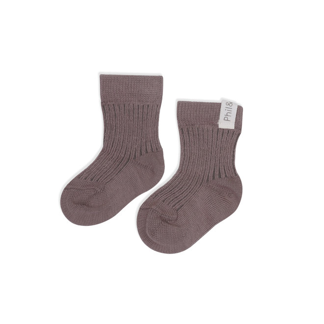 Phil & Phae - Ribbed baby socks - Heather