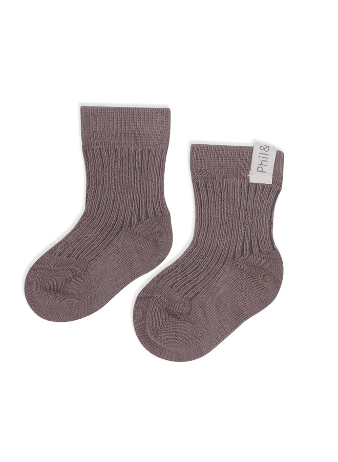Phil & Phae - Ribbed baby socks - Heather
