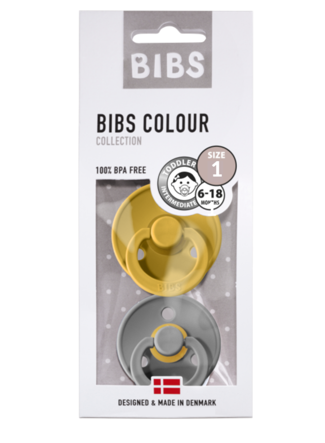 Bibs Fopspeen - BLISTER Moustard/Smoke