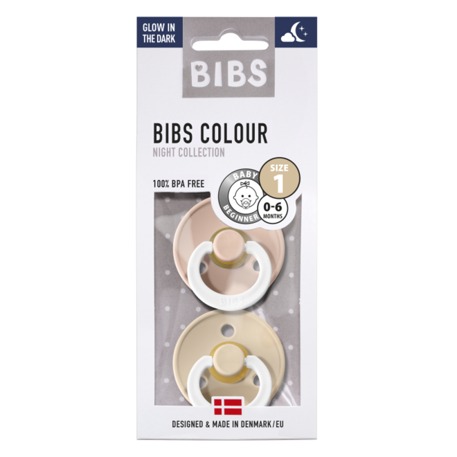 Bibs Fopspeen - Blister 'Glow in the dark' Vanilla/Blush