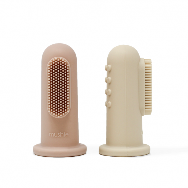 Mushie - Vinger tandenborstel - Shifting Sand & Blush