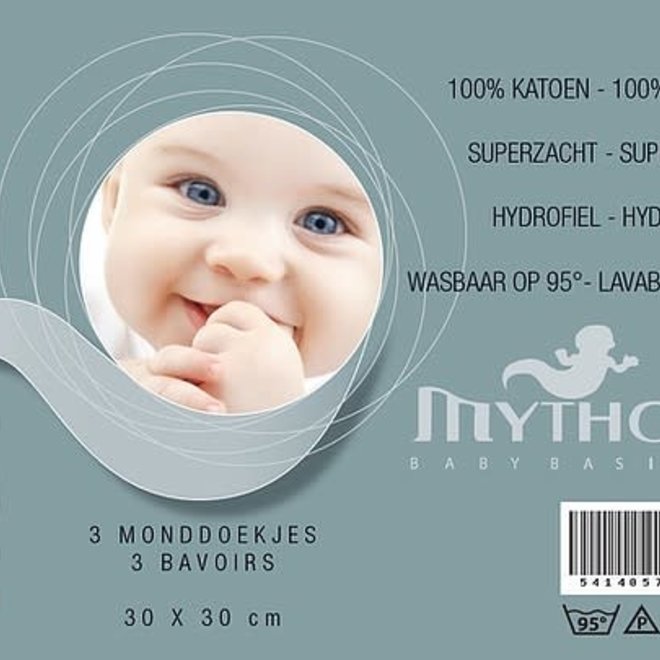 Mythos - Katoenen monddoekjes - Wit (3 pack)