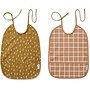 Liewood - Lai bib print - 2 pack - Check/graphic stroke golden caramel mix