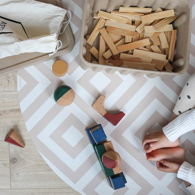 Eeveve Ronde vloermat Moderne blokken Woestijnzand