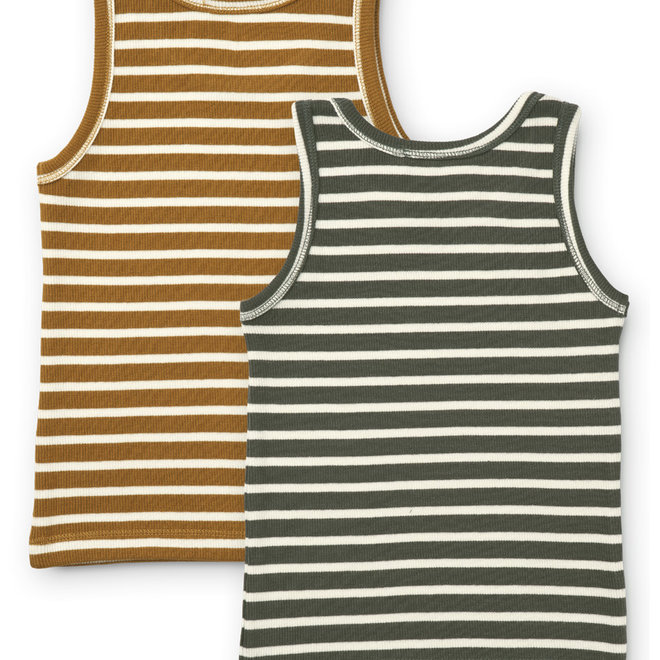 Liewood - Faris tank top 2-pack - Hunter green multi mix Stripe