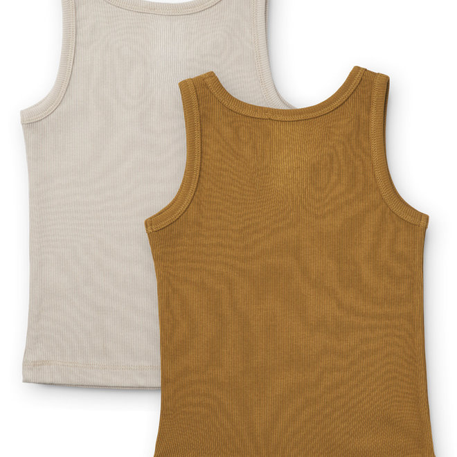 Faris tank top 2-pack - Golden caramel/sandy mix