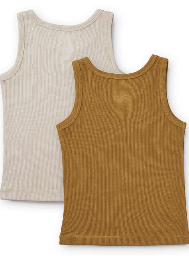 Faris tank top 2-pack - Golden caramel/sandy mix