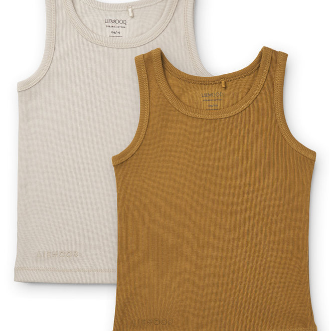 Faris tank top 2-pack - Golden caramel/sandy mix