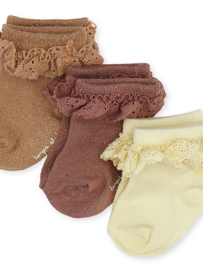 Konges Slojd - Lurex socks  3 pack - Apple butter
