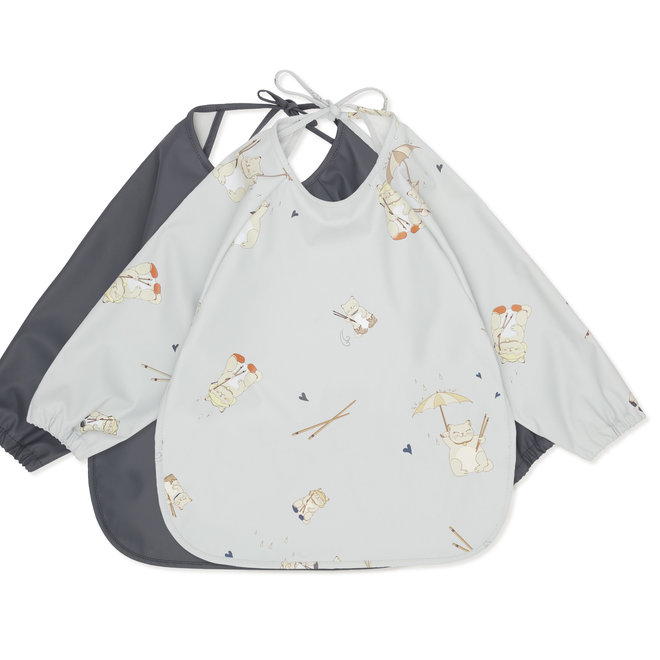 Konges Slojd - Dinner Bib longsleeve - Miso raindrops / turbulence