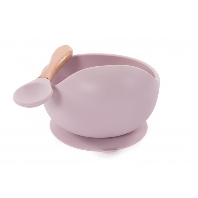 B-Suction Bowl Silicone & Spoon Pink