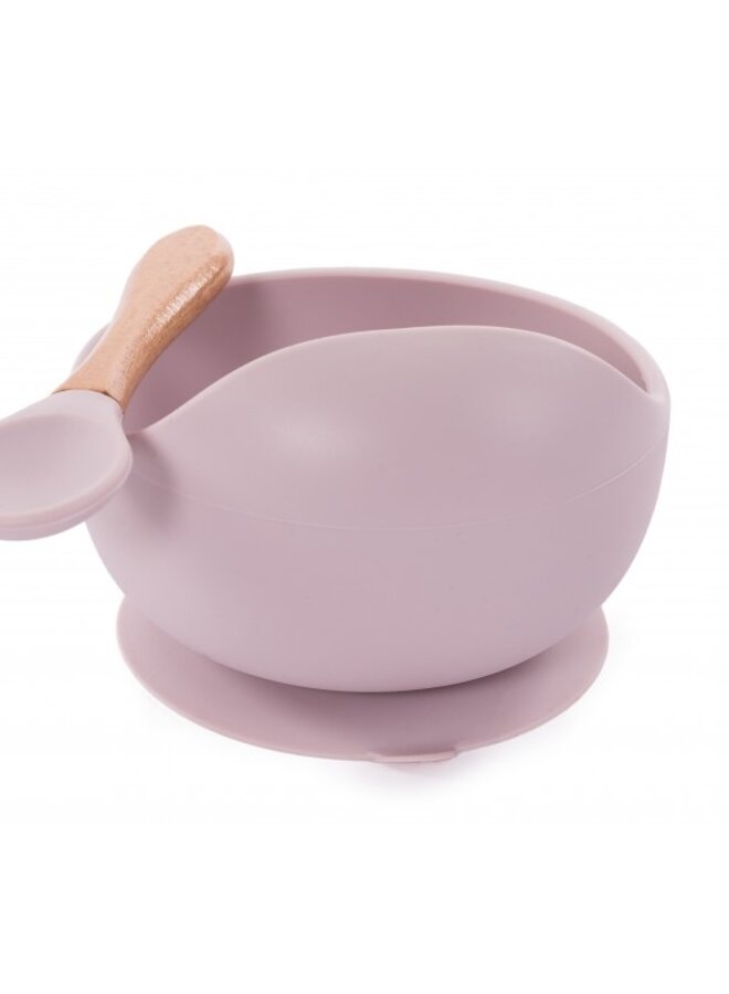 B-Suction Bowl Silicone & Spoon Pink