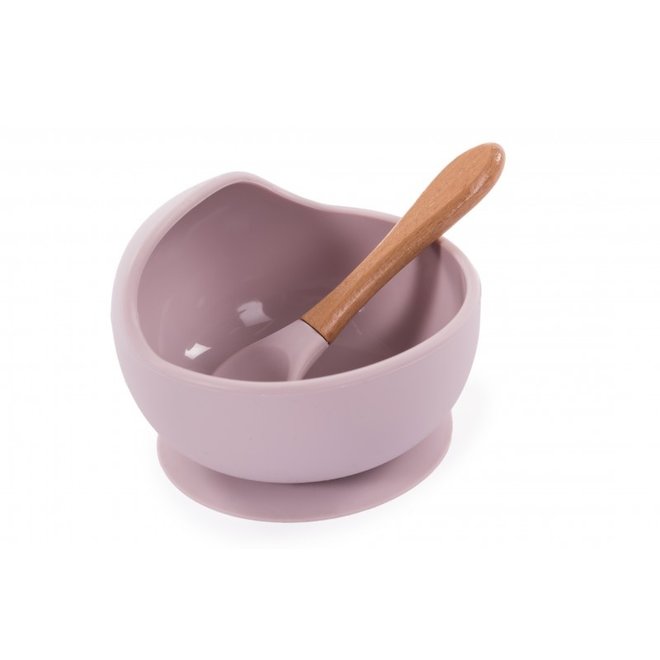 B-Suction Bowl Silicone & Spoon Pink