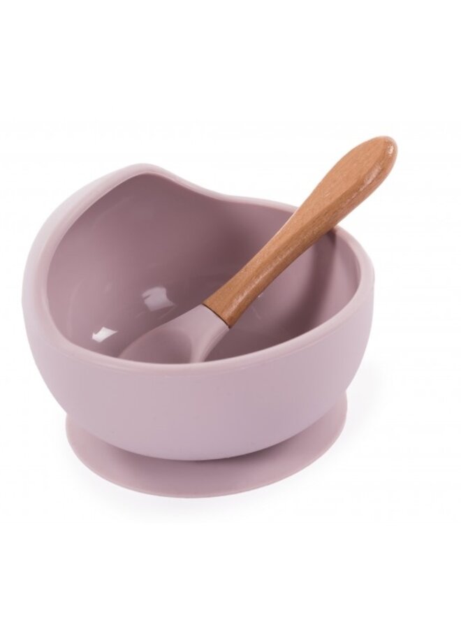 B-Suction Bowl Silicone & Spoon Pink