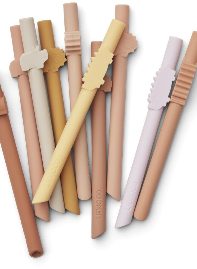 Liewood - Badu straw 10-pack - Safari/rose multi mix