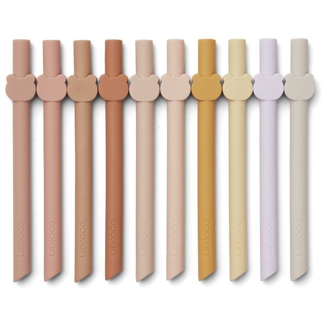 Liewood - Badu straw 10-pack - Safari/rose multi mix