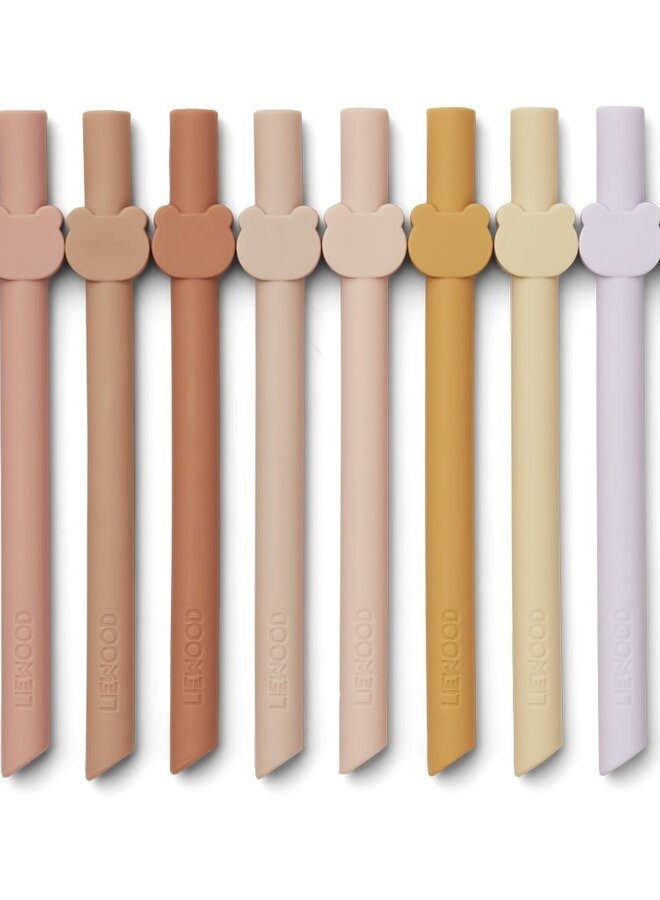 Liewood - Badu straw 10-pack - Safari/rose multi mix
