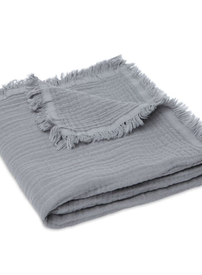 Jollein - Muslin fringe deken 75 x 100cm storm grey
