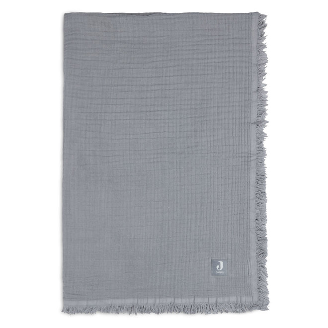 Jollein - Muslin fringe deken 75 x 100cm storm grey