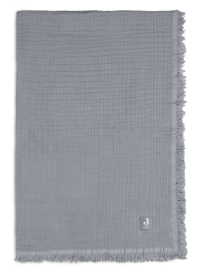 Jollein - Muslin fringe deken 75 x 100cm storm grey