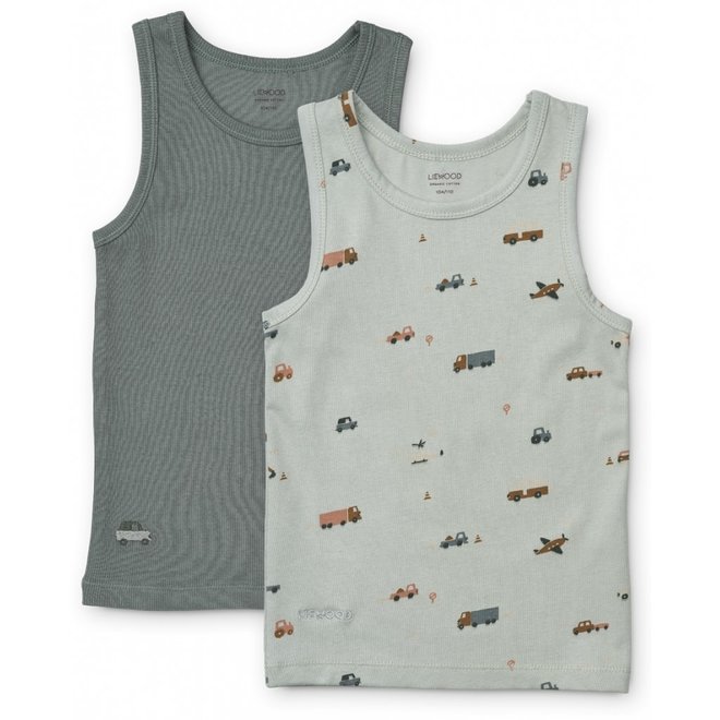 Liewood - Faris printed tank top 2-pack - Vehicles