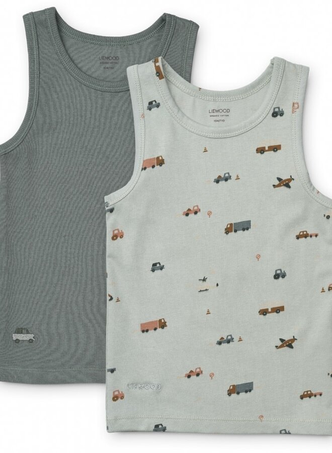 Liewood - Faris printed tank top 2-pack - Vehicles