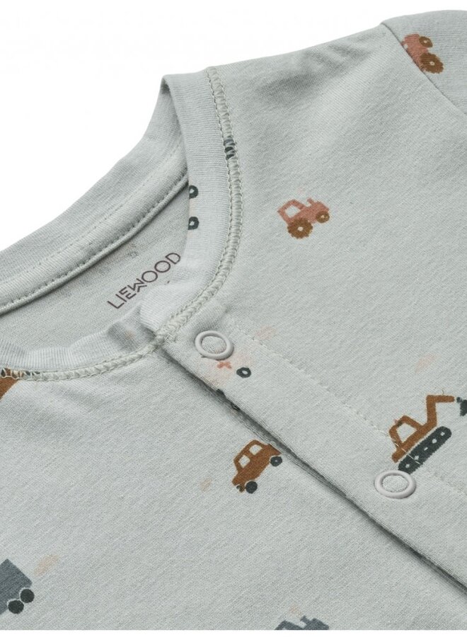 Liewood - Birk pyjamas jumpsuit - Vehicles blue fog