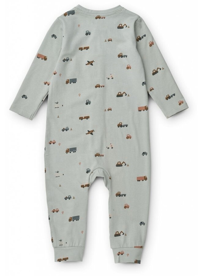 Liewood - Birk pyjamas jumpsuit - Vehicles blue fog