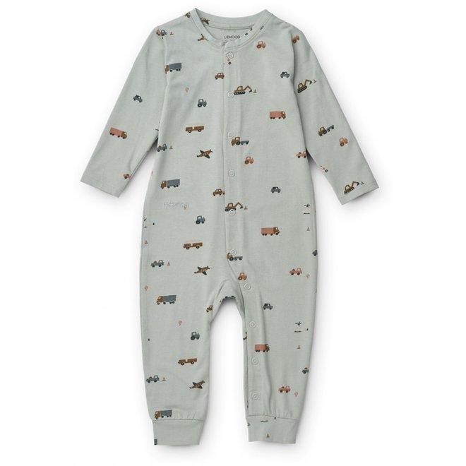 Liewood - Birk pyjamas jumpsuit - Vehicles blue fog