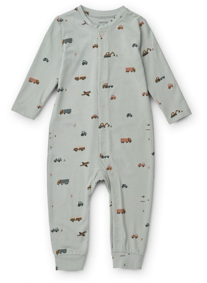 Liewood - Birk pyjamas jumpsuit - Vehicles blue fog