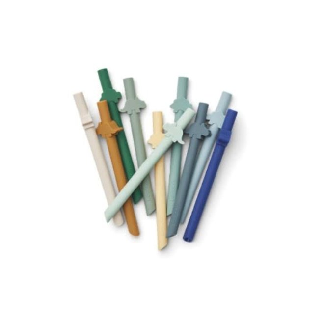 Liewood - Badu straw 10 pack  - Dino surf blue mix