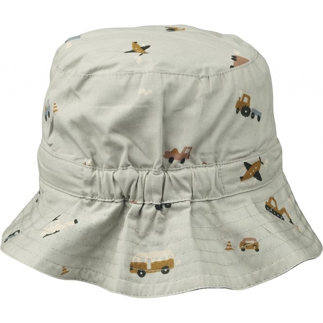 Liewood - Sander reversible sun hat - Vehicles/dove blue mix