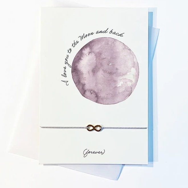 by Vivi - Armbandje en wenskaart 'I love you to the moon'
