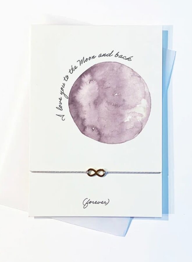 by Vivi - Armbandje en wenskaart 'I love you to the moon'