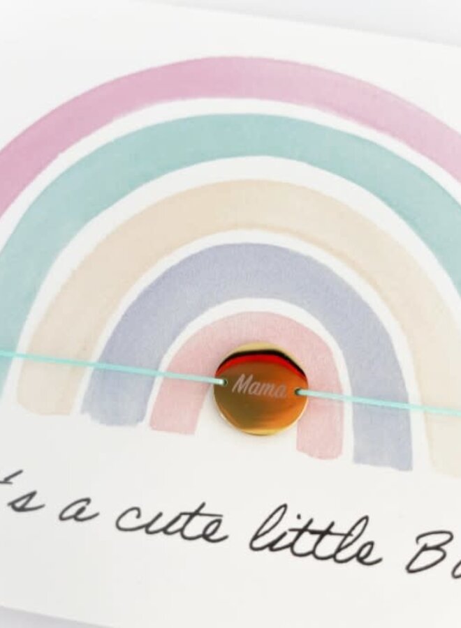 by Vivi - Armbandje en wenskaart 'Rainbow - it's a cute little baby'